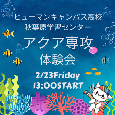 【秋葉原】2/23(金・祝)🐠アクア専攻体験会🐠