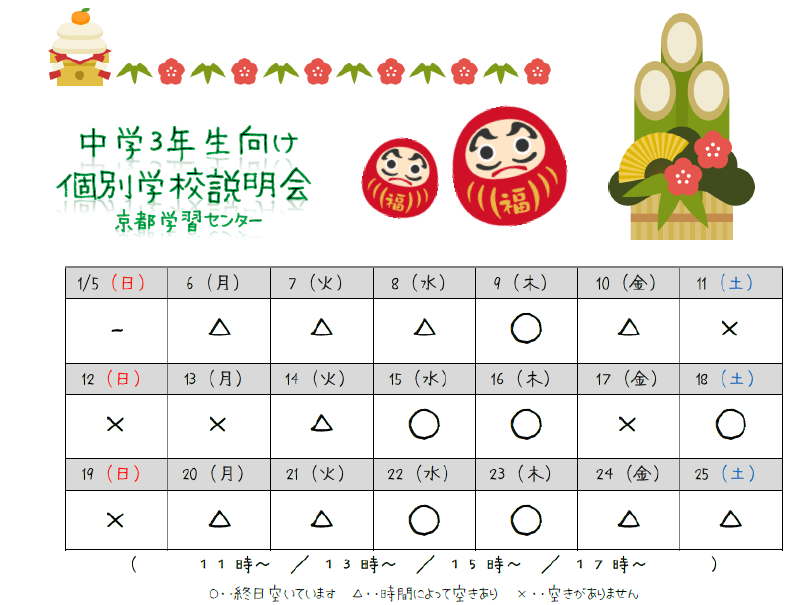 【京都】2020年1月の学校相談会スケジュール☆