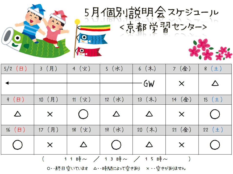 【京都】5月個別学校説明会スケジュール☆