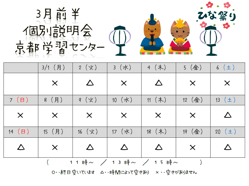 【京都】3月前半個別学校説明会スケジュール！