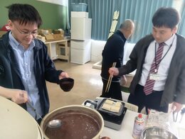 【名護】谷校長の手作りぜんざいを楽しみました