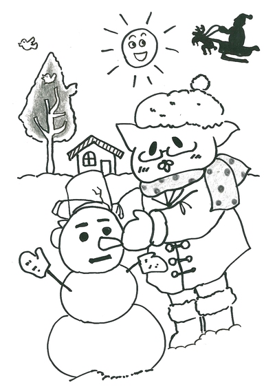 【高松】ひゅーにゃん間違い探し「雪だるまができたよ♪」