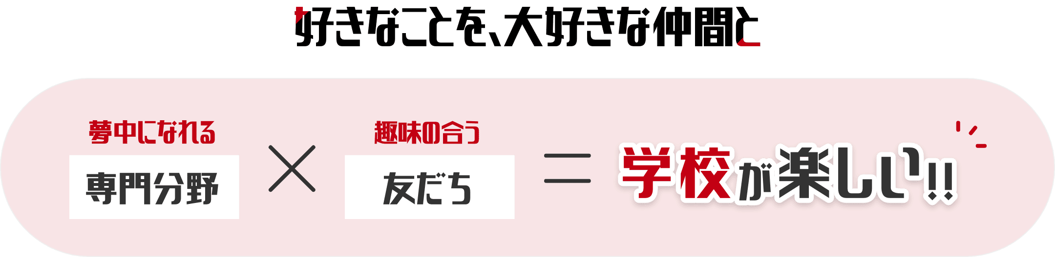 好きなことを、大好きな仲間と　夢中になれる専門分野×趣味の合う友だち＝学校が楽しい!!