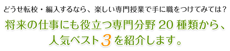 将来の仕事にも役立つ専門分野20種類から、人気ベスト3を紹介します。